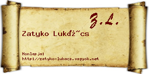 Zatyko Lukács névjegykártya